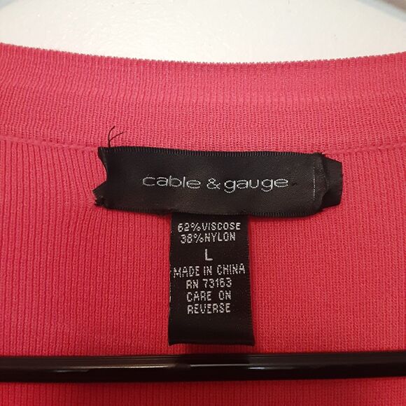 Cable & Gauge Sweater Zip Up Womens Size Large Pink - Picture 3 of 6